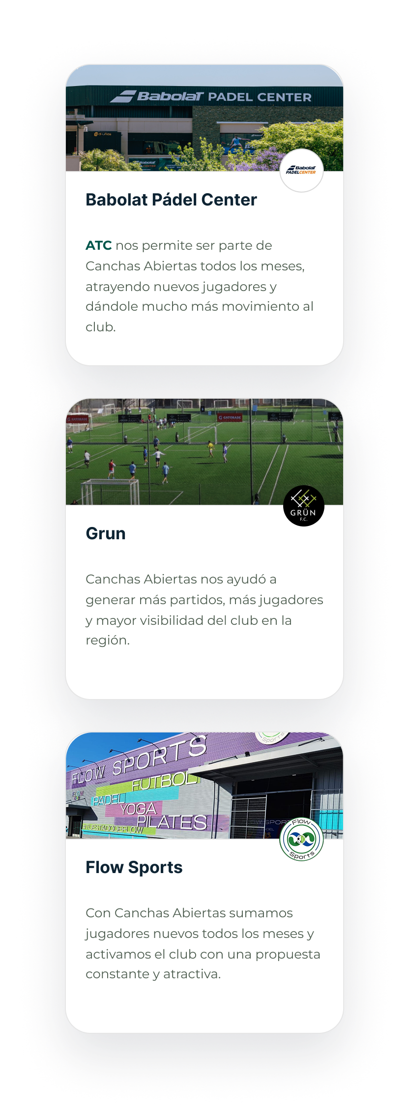 Testimonios de clubes: Babolat Pádel Center, Grun y Flow Sports