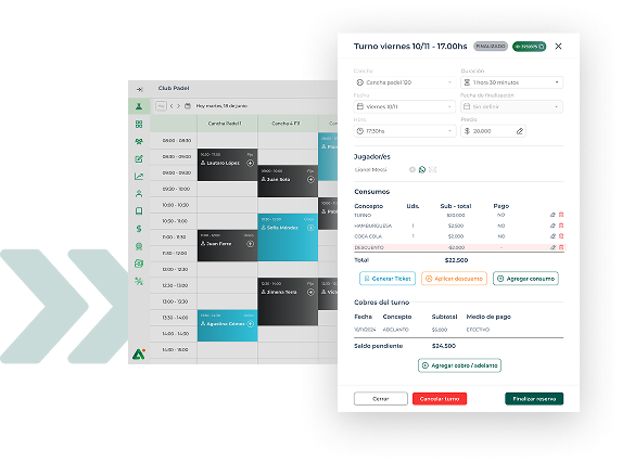 Dashboard de gestión ATC Sports